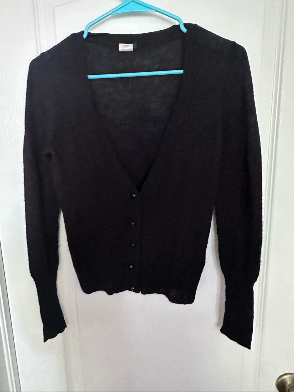 J.Crew Black Alpaca Wool Cardigan Jewel Rhinestone Buttons M Runs small